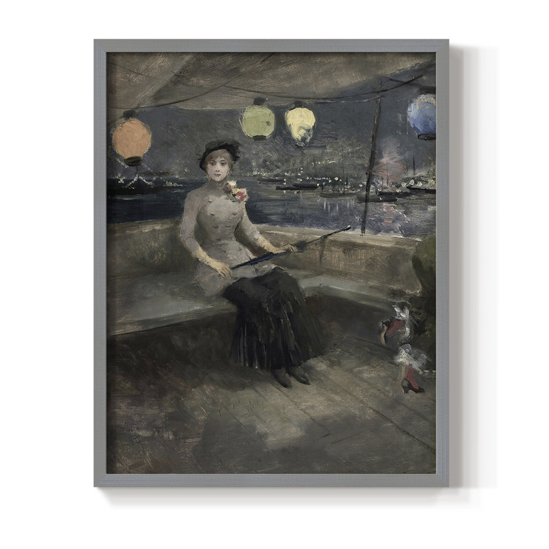Impression de portrait rétro vintage encadré XLIV - bois massif, H 21 po x l 17 po, Gris