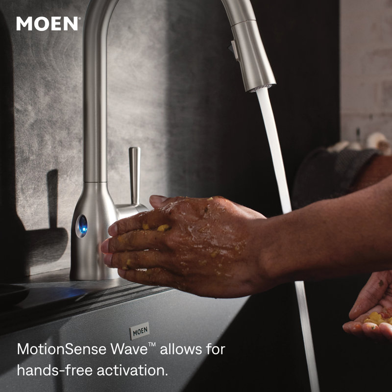 Moen Arbor MotionSense Wave Single Handle Pulldown Kitchen Faucet with Power Clean Technology, Spot Resist Stainless