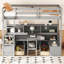 Lit mezzanine simple avec tablettes de rangement, tiroirs, siège et bureau-794172928