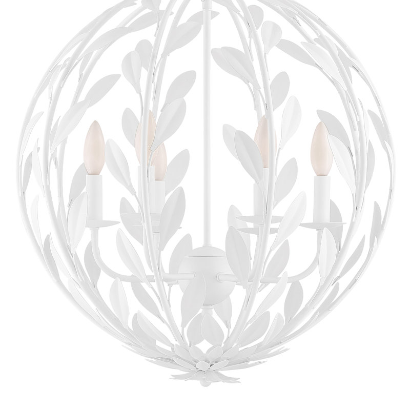 Broche 6 Light Candle Chandelier, White
