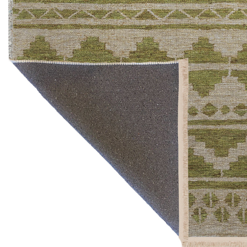 Tapis décoratif vert à motif vert, Rectangle 3 pi 3 po x 6 pi 7 po