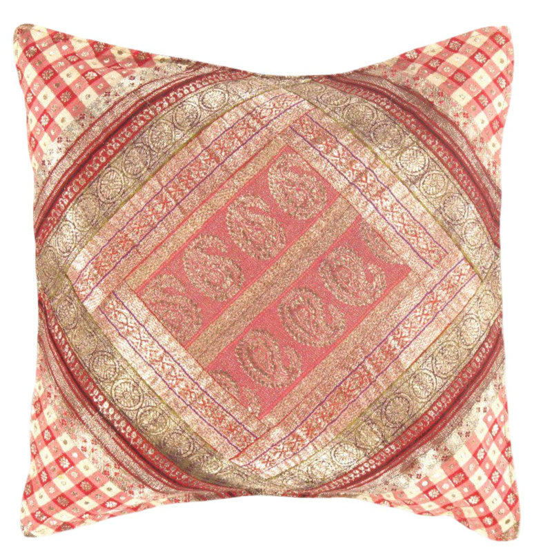Taie d'oreiller carrée en soie rétro 16 "Sari
