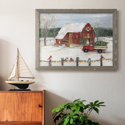 Christmas Farmyard, reproduction d'art sur toile encadrée