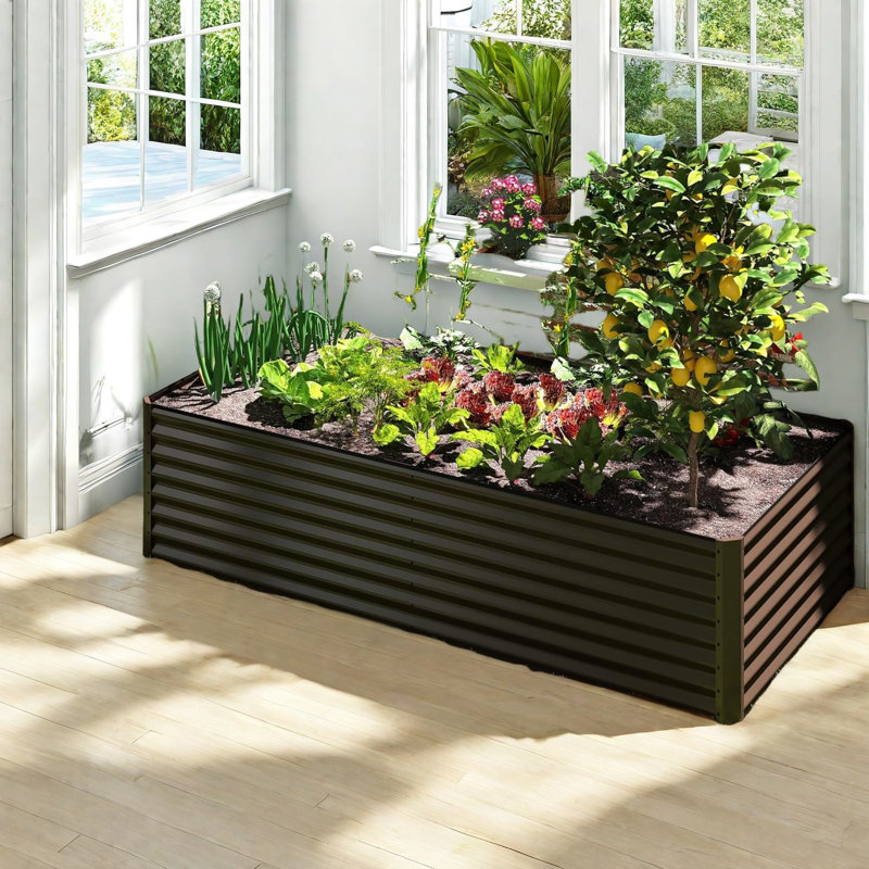 Spacieuses jardinières modernes en acier pour une utilisation extérieure polyvalente