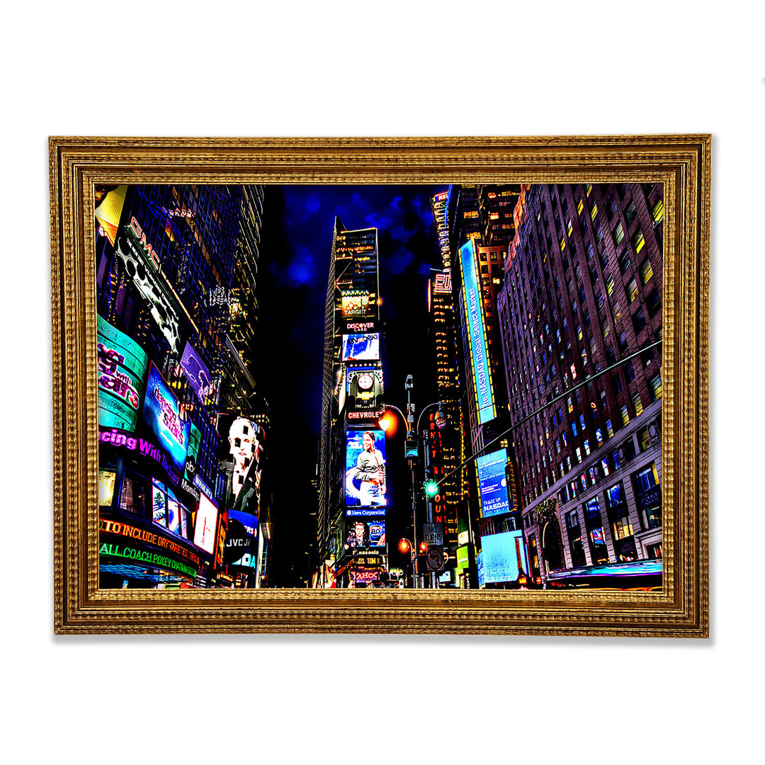 New York Times Square Blauer Himmel bei Nacht - Druck