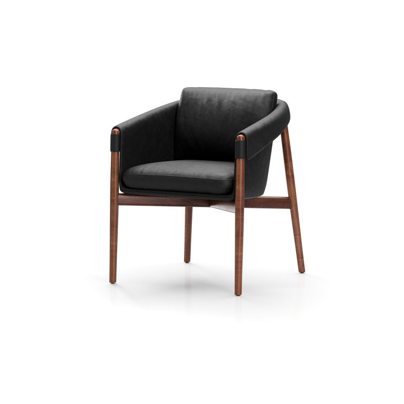 Frank Leather Arm Chair, Natural Walnut, Bellagio 2 Black 7925