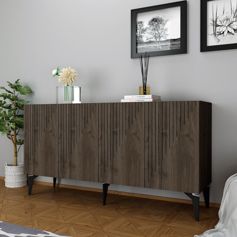 Elegant Walnut Console Table, 100% Melamine Coated Particle Board, Thickness: 0.7 inches | Sturdy 19.0-inch Legs, Ideal for Living Room & Entryway, Stylish & Functional Design