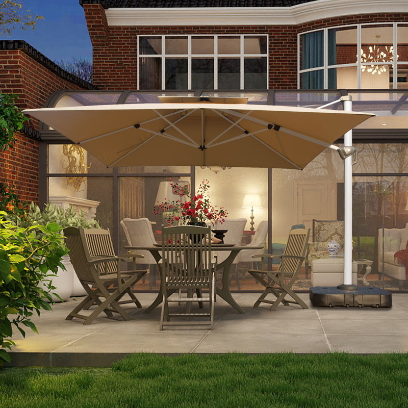 Domi 11.6ft Rectangular High-Quality Aluminum Cantilever Patio Umbrella, Beige