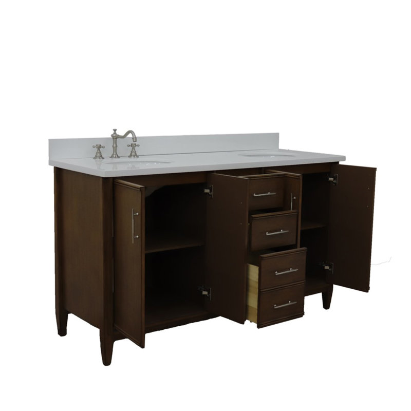 Ensemble de meuble-lavabo double 61 po Hartin, Blanc