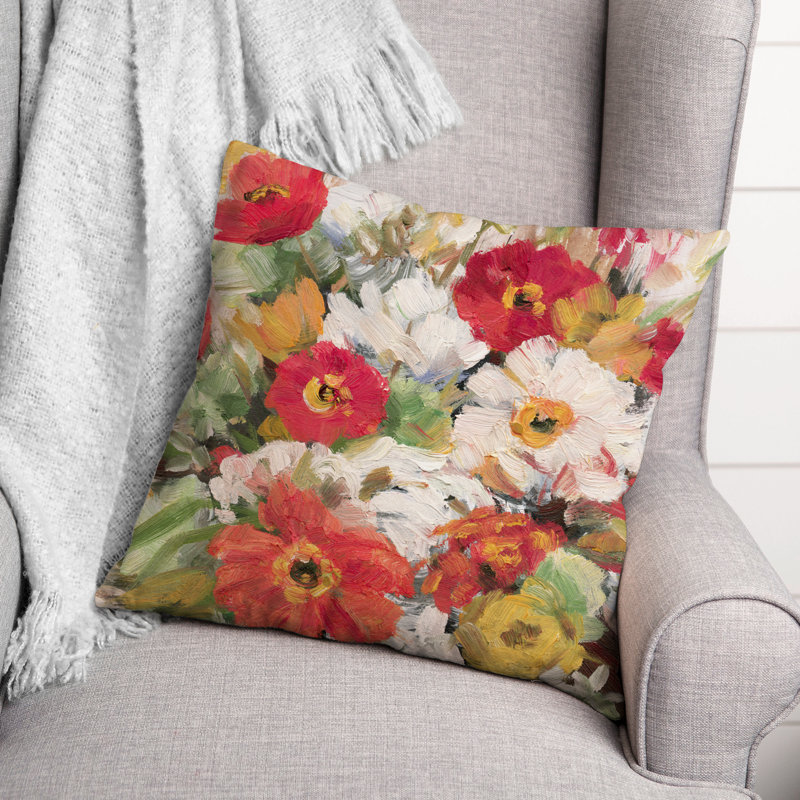 Floral Reversible Throw Pillow, 16" H x 16" W