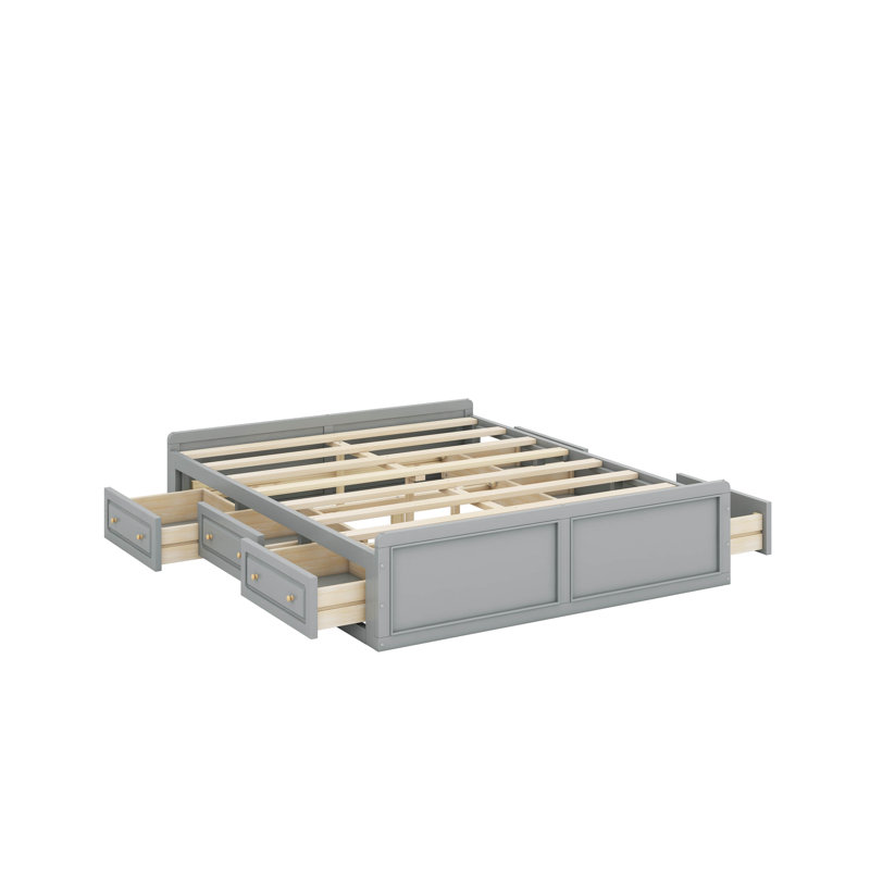 Base de lit plateforme grand avec tiroirs