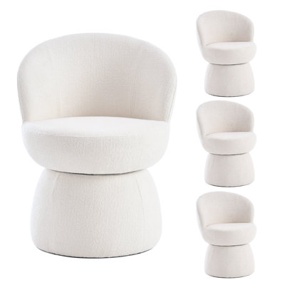 Modern Upholstered Dining Chairs, Boucle Fabric Swivel Barrel Chairs, Wingback Side Chairs, Vanity Chairs