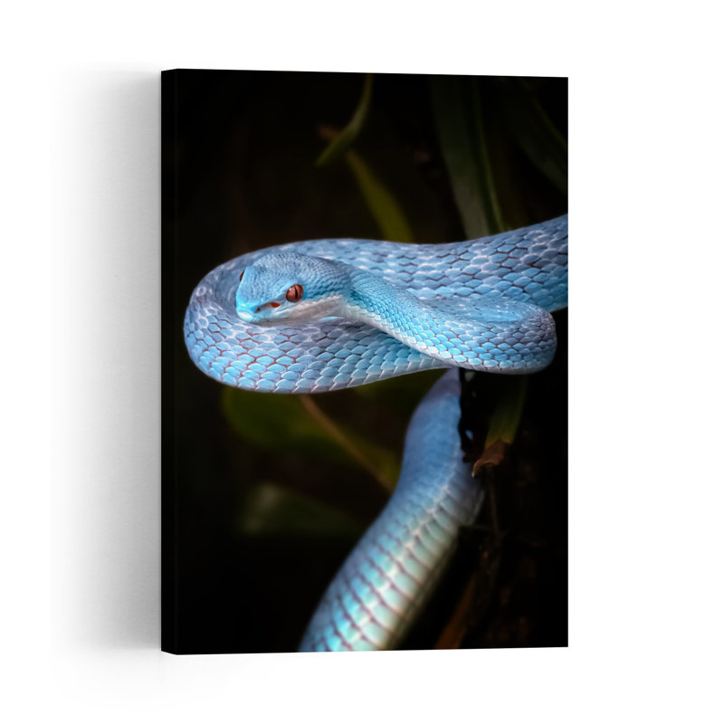 Blue Viper Gaze Abstract Snake Forest Landscape Wall Art Print by Fauzan Maududdin - Print, 91.44cm H x 60.96cm W