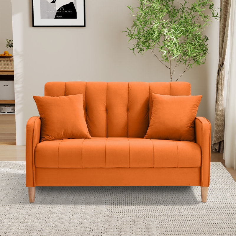 Causeuse rembourrée avec dossier capitonné, Orange