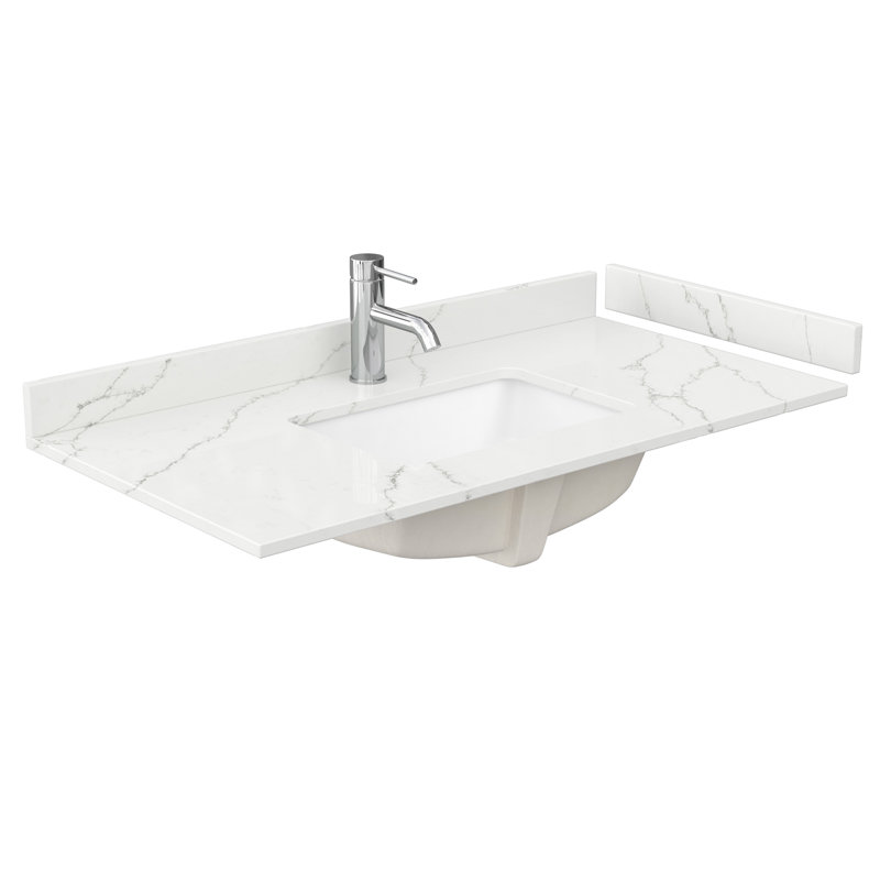 42" Single Countertop with Square Sink (3-Hole), Backsplash & Sidesplash, Single, Giotto Quartz