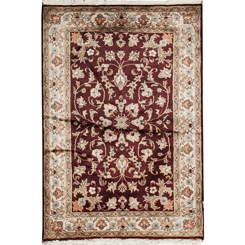 Tapis ivoire et vin de haute qualité noué à la main