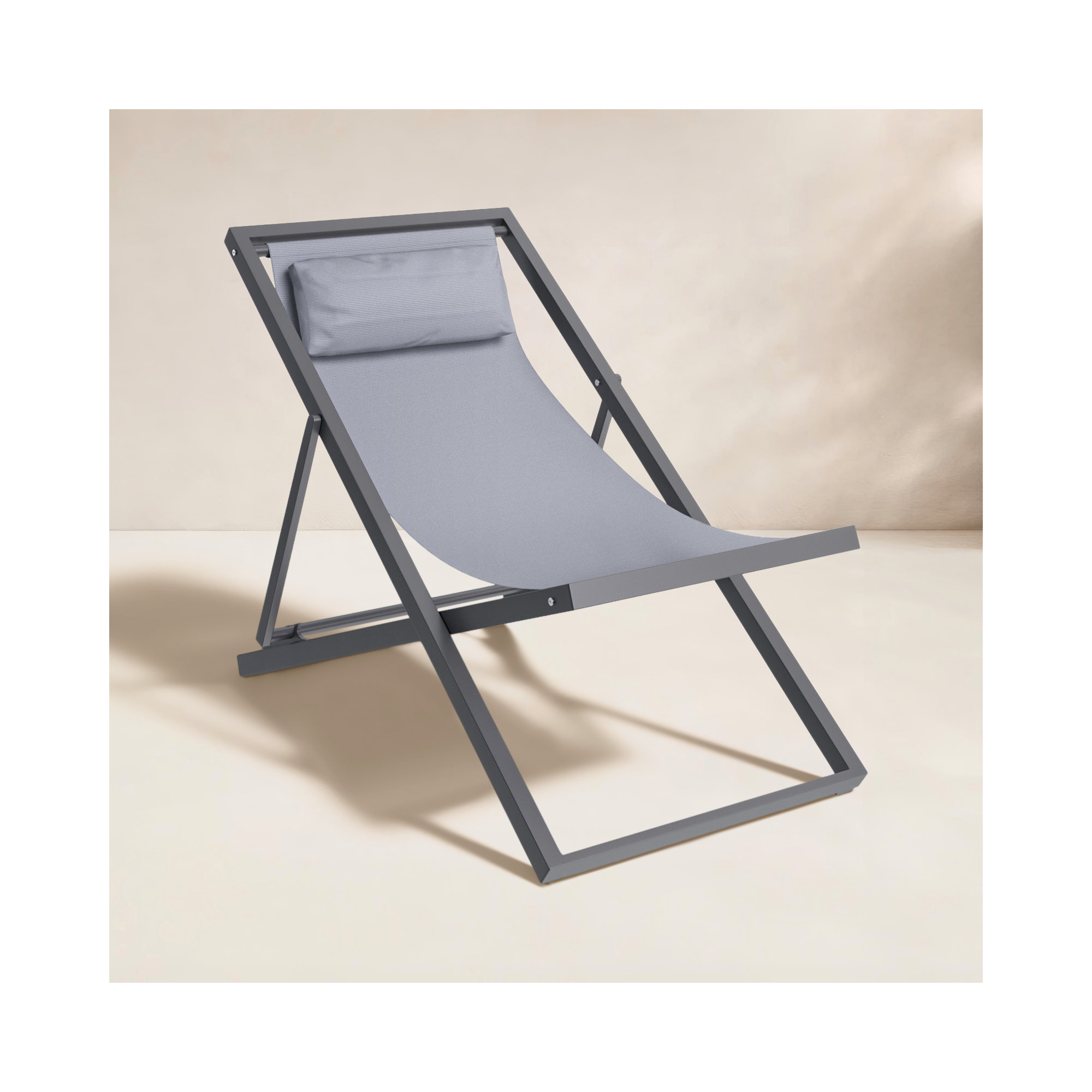 Barbarella Powder Coated Aluminum Outdoor Lounge Chair, Black