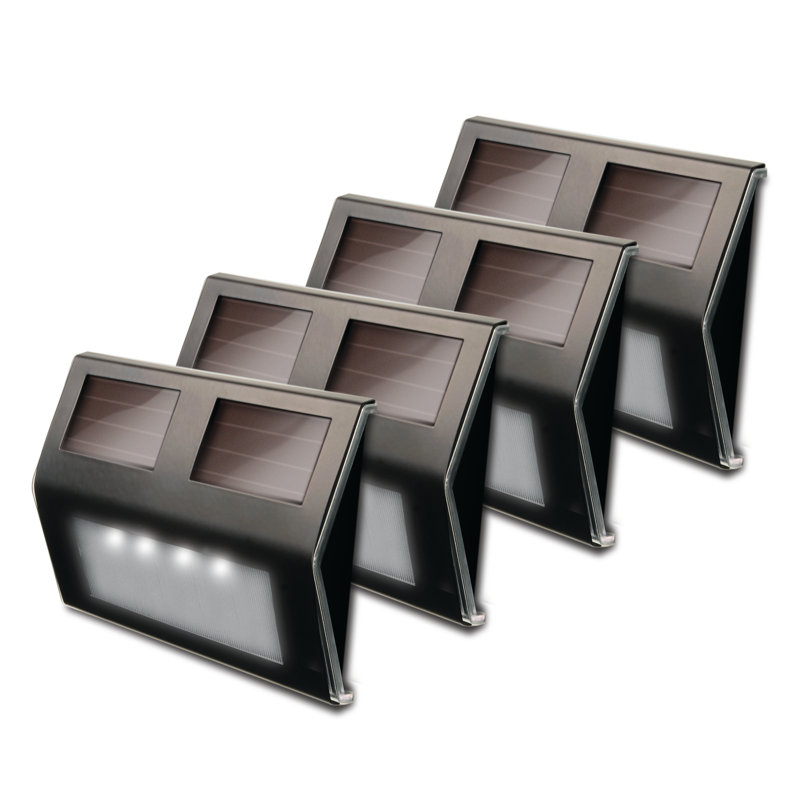 Bronze Solar Powered LED Outdoor Deck Floodlights, Set of 4