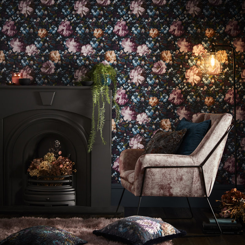 Camile Fusion 10.05m x 52cm Matte Wallpaper Roll, Midnight