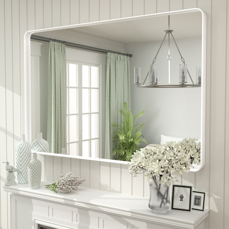 Miroir mural Aevar, 48 po x 32 po, Blanc mat