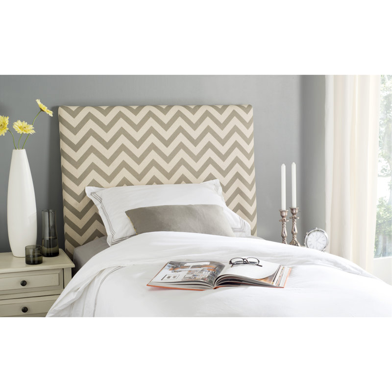 Cespedes Upholstered Headboard, Twin, Grey / White