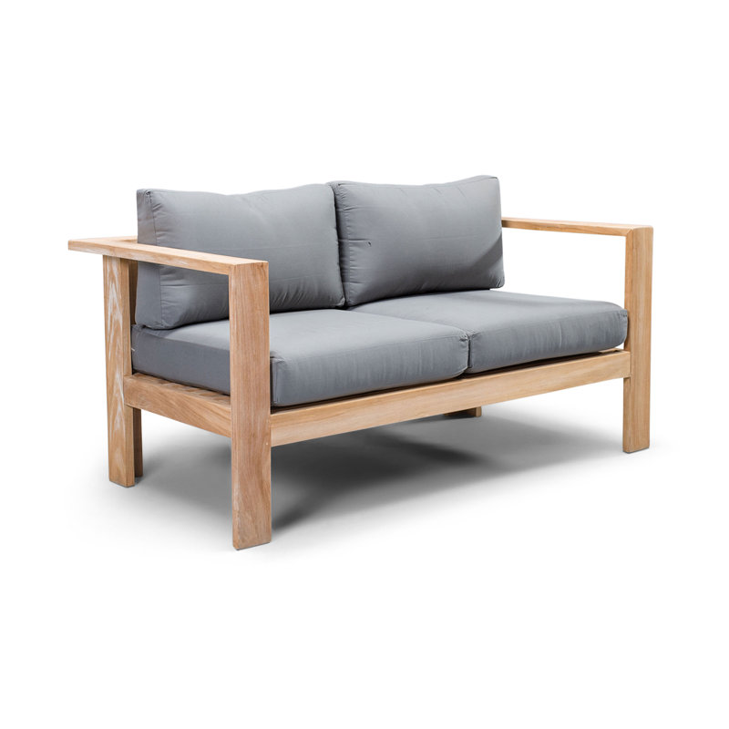 Ando Outdoor 4 - Piece Teak Conversation Set, Canvas Charcoal Sunbrella® Canvas