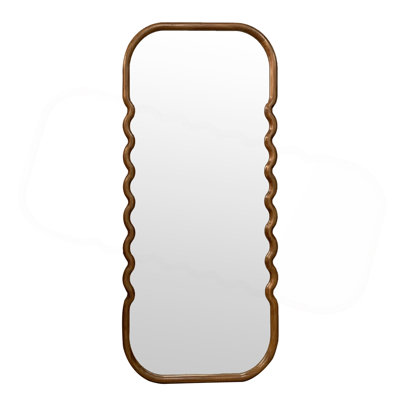 Stunning Oversized Wooden Floor Mirror With Curved Silhouette And Authentic Pine Wood Construction