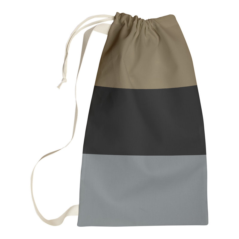 Fabric Laundry Bag with Handles, 36" H x 28" W x 1.5" D, Metallic Gold/Black/Silver