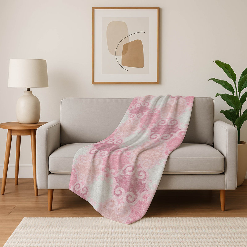 Jeté en laine Sherpa ASB883 Addison, Rose