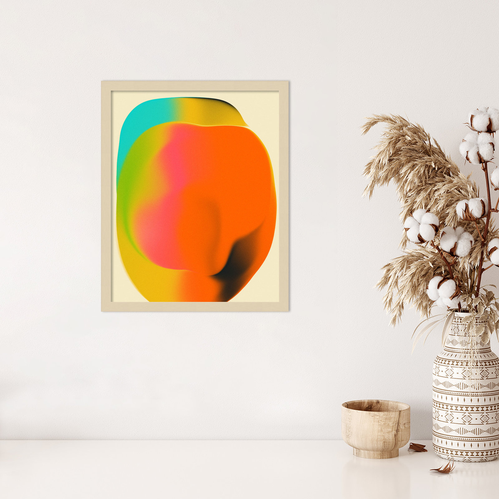 Smudge 2 by Jazzberry Blue, 21" H x 17" W, Brown Framed