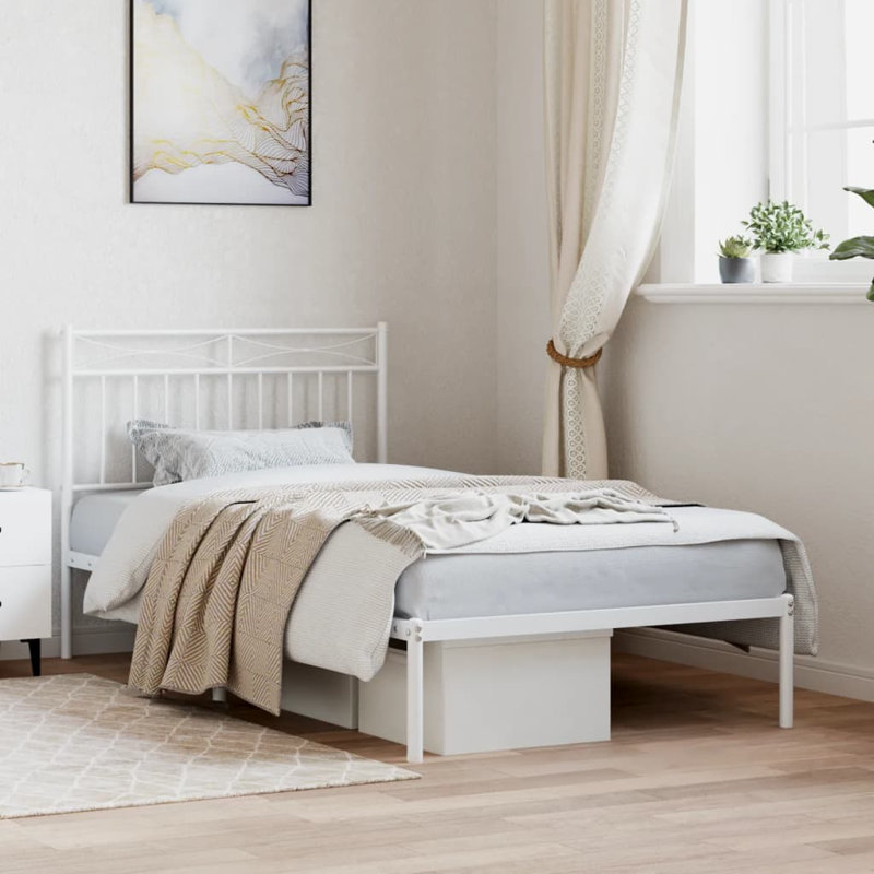 Abry Metal Bed, White, 100cm x 190cm