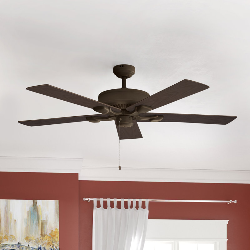 Ventilateur de plafond 52 po avec chaînette Belmar, Bronze avec pales au fini acajou
