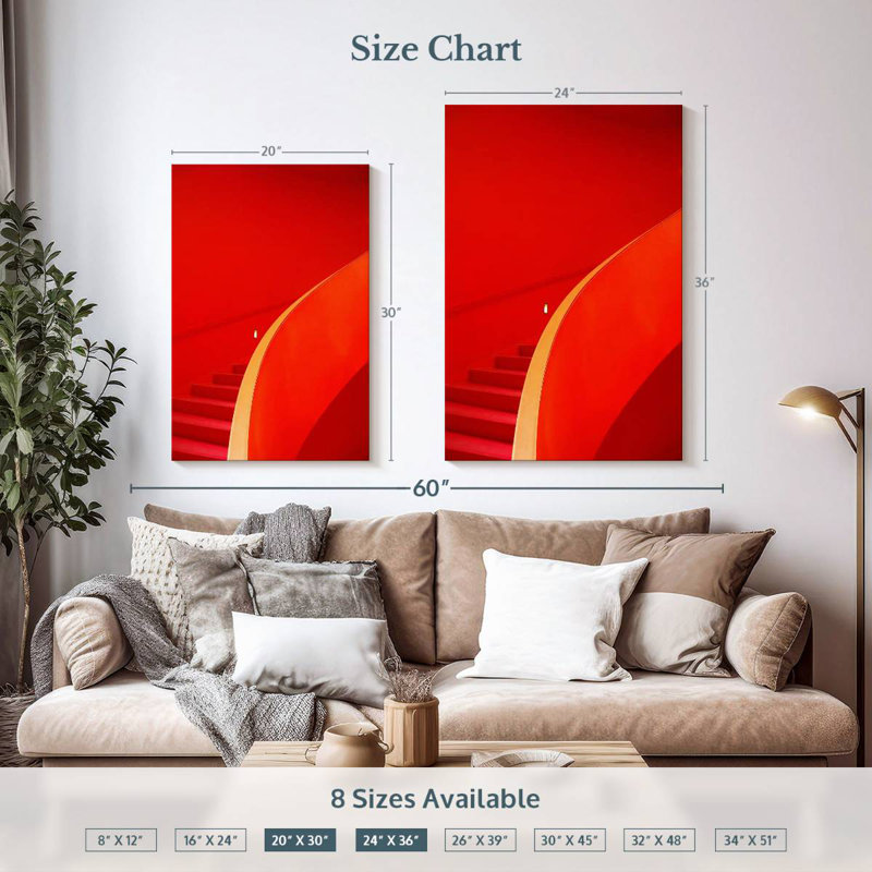 Lilie Red Staircase, 36" H x 24" W