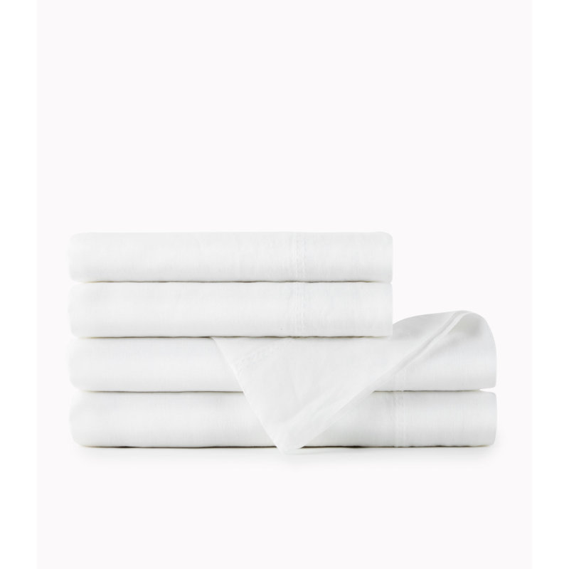 Linen Standard Sheet Set, Queen Sheet Set with 2 Pillowcases, White
