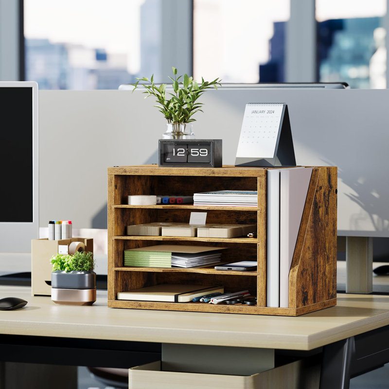 Bureau en bois pour classeur de courrier avec 3 tablettes réglables