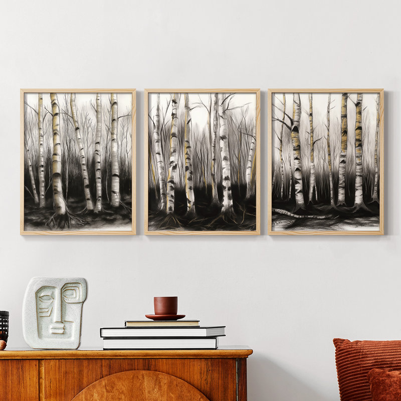 Lanscape Study Series III -Set de 3 estampes numériques giclées -Prêt à accrocher, Naturel, H 14 po x l 33 po