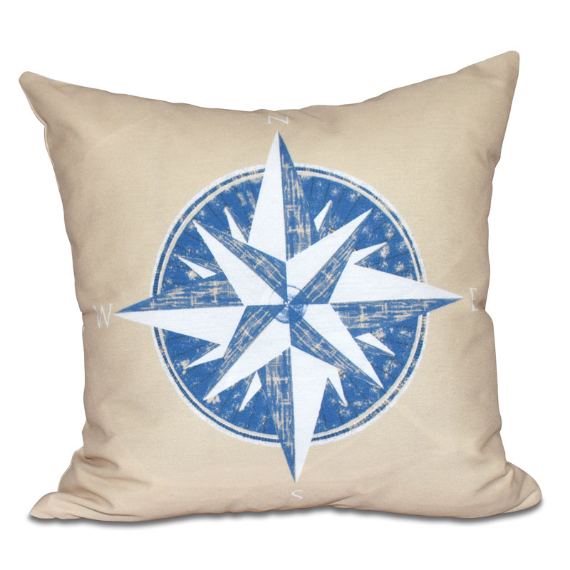 Nautical Nights Reversible Throw Pillow, 16" H x 16" W, Taupe
