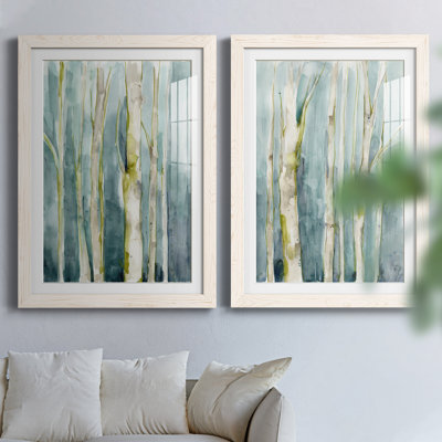 Treeline Watercolor I - ensemble de 2 reproductions d'art sur papier encadré