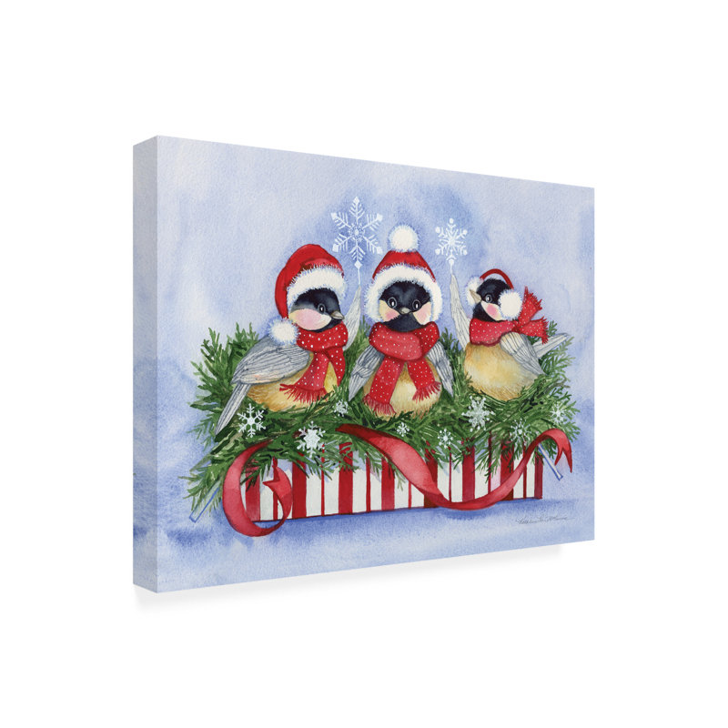 Œuvre d'art sur toile, "Kathleen Parr Mckenna Christmas Day Chickadees", H 24 po x l 32 po