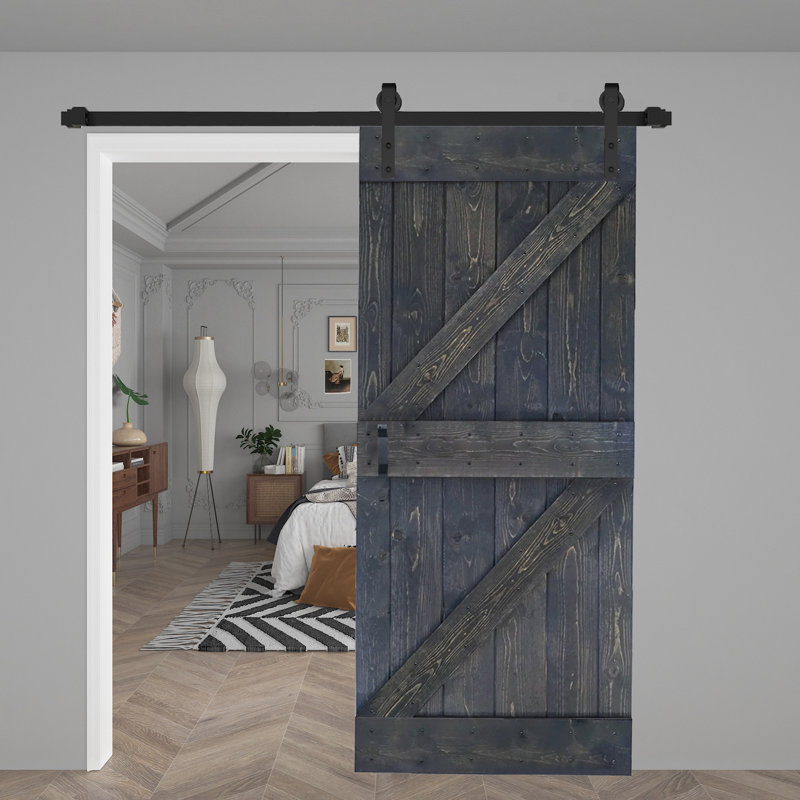 Panneau de bois massif peint avec trousse de quincaillerie d'installation, Gris carbone, 36 po x 84 po x 1,5 po