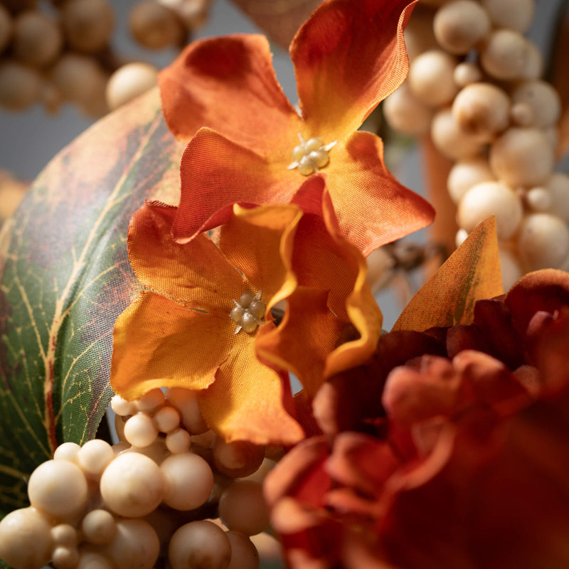 11" Artificial Floral Berry Pumpkin Fall Accent Ring, Multicolor