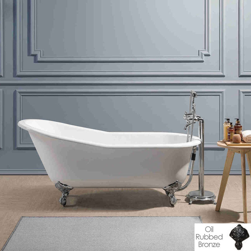 Mila 61.2'' x 30'' Freestanding Soaking Porcelain Bathtub, Oil Rubbed Bronze