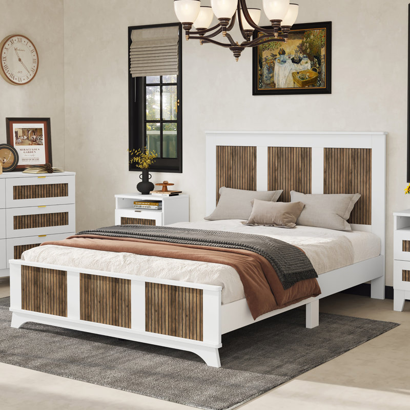 Grand lit plateforme Farmhouse, Blanc, Grand lit
