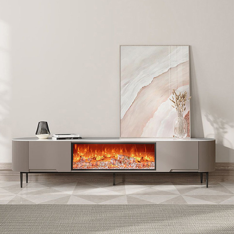 Meuble télé avec foyer à flamme simulée, 86.61"