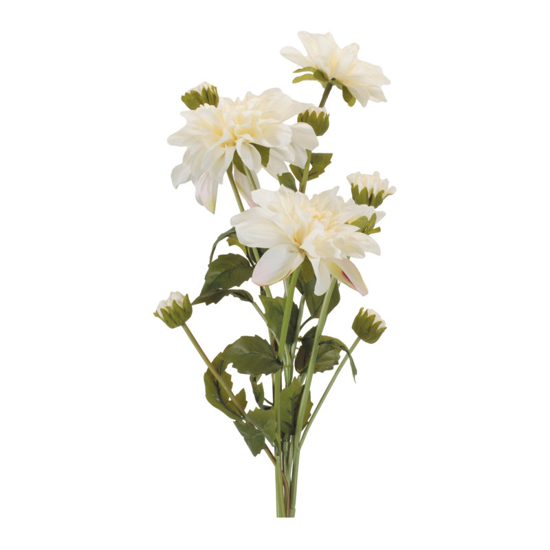 Ensemble de fleurs Dahlia (ensemble de 2), Blanc, vert