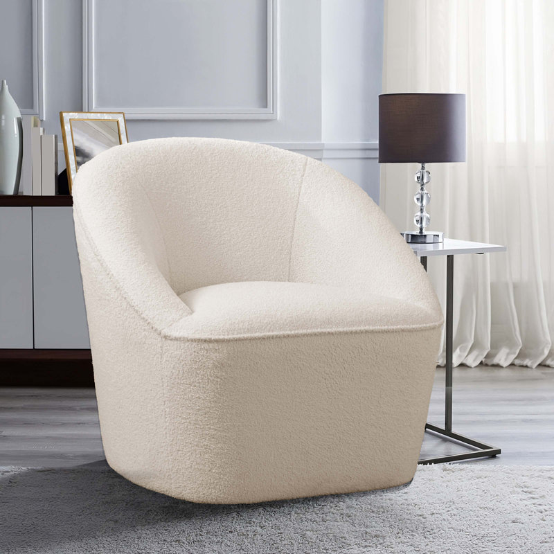Fauteuil demi-tonneau Alemar, Tissu blanc cassé