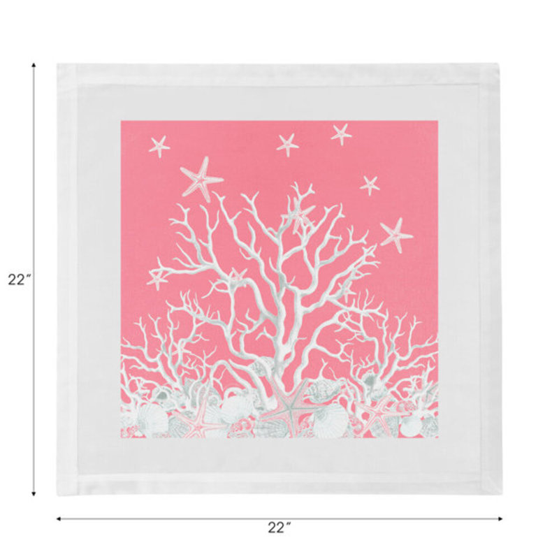 Coral Branch Cotton Sateen Dinner Napkins, Pink