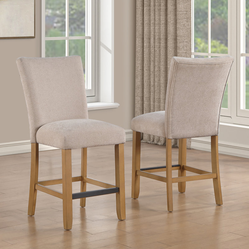 Chaise de comptoir en chenille Artemis, Sable, Beige