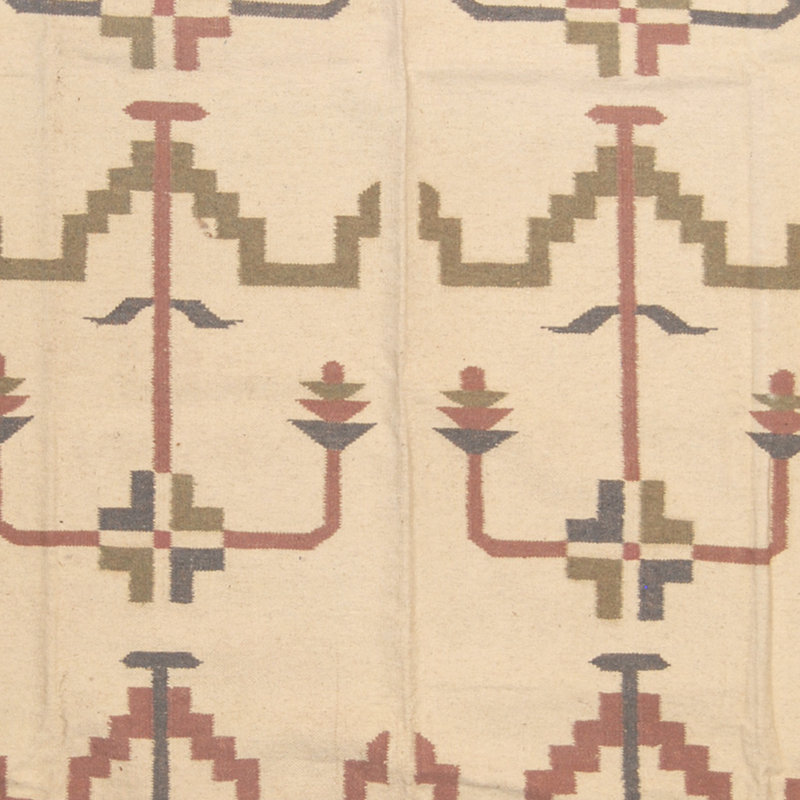 Tapis de zone en laine beige/gris 6 pi x 9 pi 2 po one-of-kind à la main noué la Niobrara