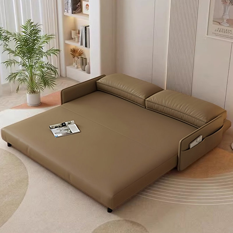 Canapé-lit causeuse en similicuir orange foncé, 74.8"W*33.46"D*31.5"H